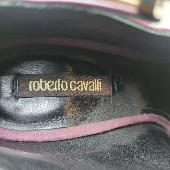 Roberto Cavalli Women's Stingray Purple Leather Bootie Heel Shoes Size 6.5 - Picture 7 of 11